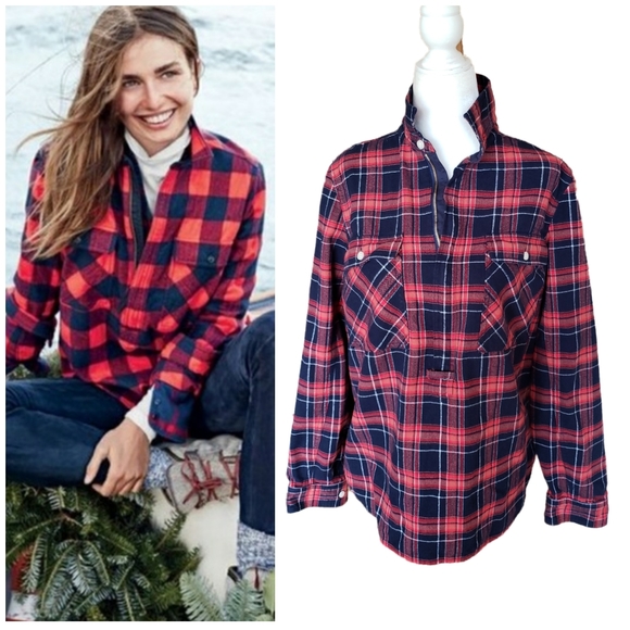 flannel half zip pullover